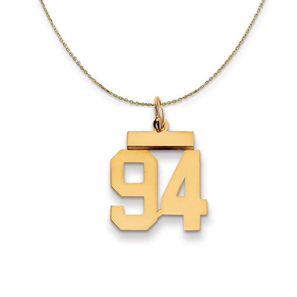 14k Yellow Gold, Athletic, Sm Polished Number 94 Necklace - 22 Inch - Picture 1 of 7